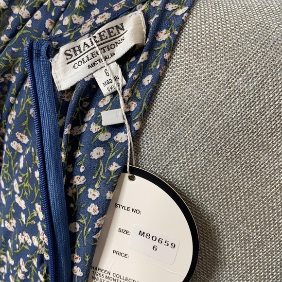 Shareen Collection Bohemian Blue Floral Maxi Dress Womens Size 6 - Picture 5 of 10